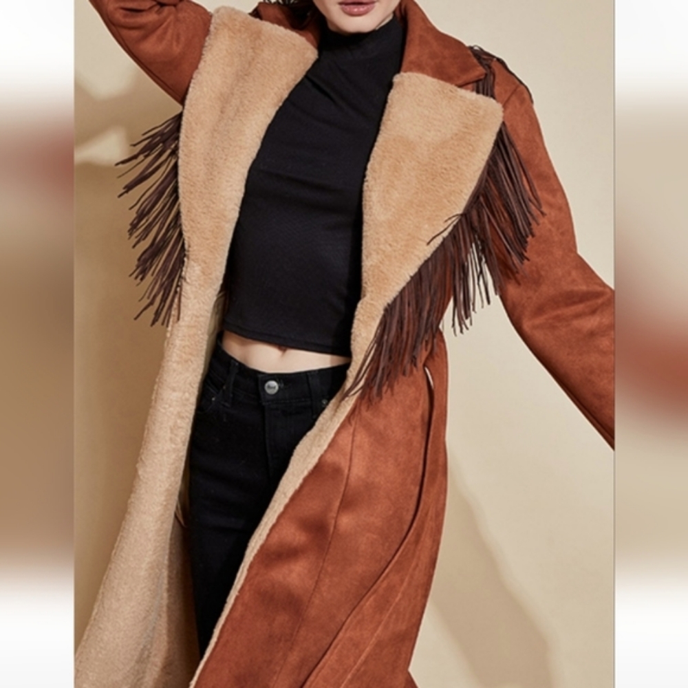 NWT ANTHRO | Hutch Daisy Suede Fringed Coat - Picture 9 of 17